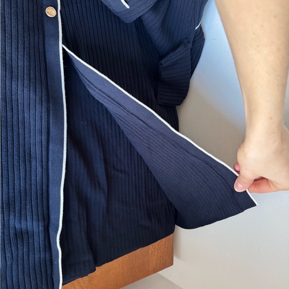 Gaala Paris Lizette Midi Knit Dress NWT Navy and Creme Button-Down Dress - Picture 13 of 15